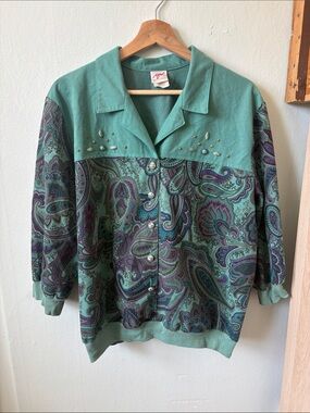 Vintage paisley top with bead accents